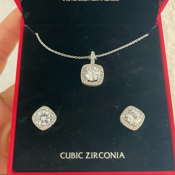 New Sparkle Allure 2-pc. Cubic Zirconia Pure Silver Over Brass Jewelry Set - Picture 2 of 4